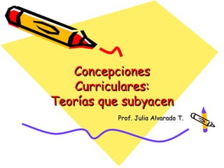 Concepciones
   Curriculares:
Teorías que subyacen
          Prof. Julia Alvarado T.
 