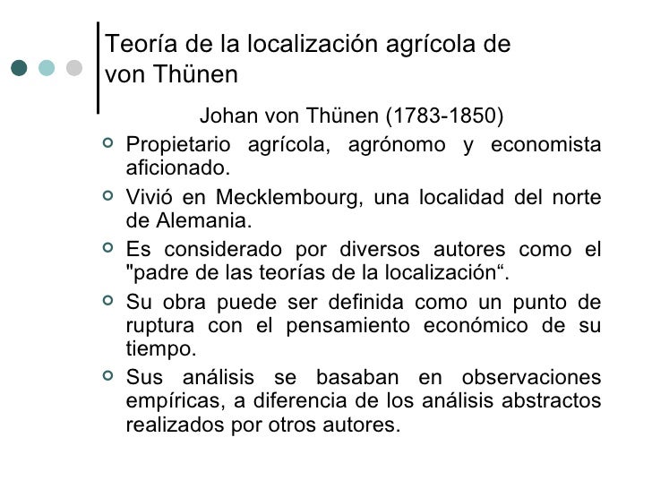 Teorías clásicas de localización johan von thünen