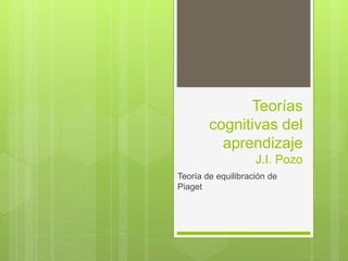 Teorías 
cognitivas del 
aprendizaje 
J.I. Pozo 
Teoría de equilibración de 
Piaget 
 