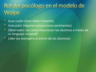 Guía (sabe cómo deben hacerlo)
Instructor (reparte instrucciones pertinentes)
Observador (ve como reaccionan los alumnos a través de
su lenguaje corporal)
Líder (se atempera al animo de los alumnos)
 