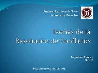 Universidad Fermín Toro
Escuela de Derecho
Napoleón Suarez
Saia F
Barquisimeto Enero del 2015
 