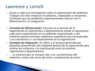 Era necesario conocer el ambiente, examinarlo y ajustar la administración para lograr un estado de equilibrio.
