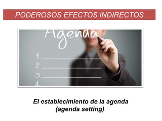PODEROSOS EFECTOS INDIRECTOS
El establecimiento de la agenda
(agenda setting)
 
