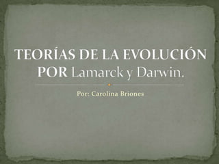 Por: Carolina Briones  TEORÍAS DE LA EVOLUCIÓN por Lamarck y Darwin. 