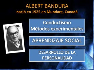 ALBERT BANDURA
nació en 1925 en Mundare, Canadá
 