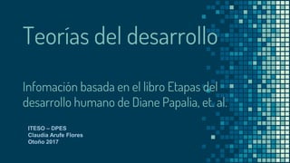 Teorías del desarrollo
Infomación basada en el libro Etapas del
desarrollo humano de Diane Papalia, et. al.
ITESO – DPES
Claudia Arufe Flores
Otoño 2017
 