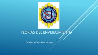 TEORÍAS DEL ENVEJECIMIENTO
Dr Alberto Suca Huaquipaco
 