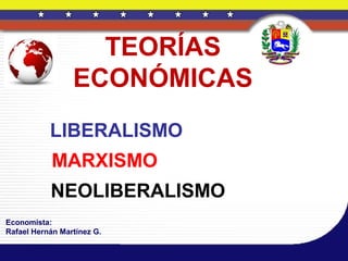 Economista:
Rafael Hernán Martínez G.
TEORÍAS
ECONÓMICAS
LIBERALISMO
MARXISMO
NEOLIBERALISMO
 