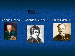Fijitas 
Carlos Linneo Georges CCuuvviieerr LLoouuiiss PPaasstteeuurr 
 
