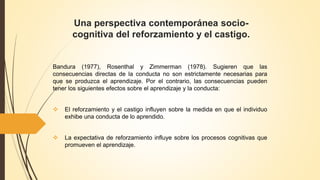 Una perspectiva contemporánea socio-
cognitiva del reforzamiento y el castigo.
Bandura (1977), Rosenthal y Zimmerman (1978...