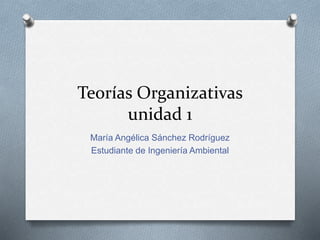 Teorías Organizativas
unidad 1
María Angélica Sánchez Rodríguez
Estudiante de Ingeniería Ambiental
 