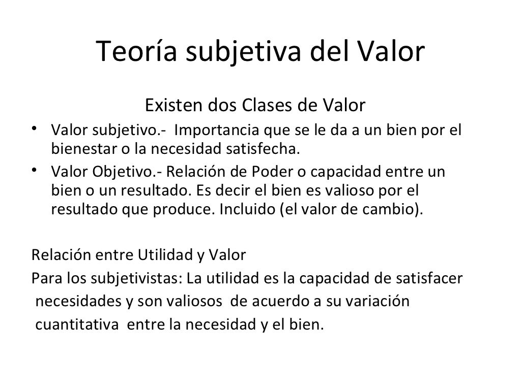 TeoríA Subjetiva Del Valor