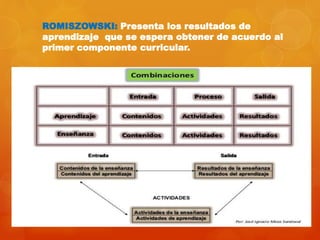 ROMISZOWSKI: Presenta los resultados de 
aprendizaje que se espera obtener de acuerdo al 
primer componente curricular. 
 