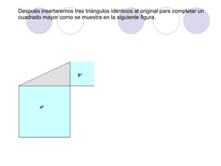Después insertaremos tres triángulos idénticos al original para completar un cuadrado mayor como se muestra en la siguiente figura.