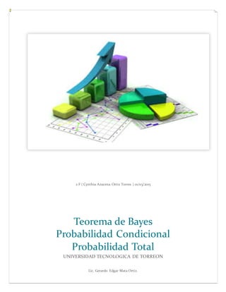 2 F | Cynthia Azucena Ortiz Torres | 01/03/2015
Teorema de Bayes
Probabilidad Condicional
Probabilidad Total
UNIVERSIDAD TECNOLOGICA DE TORREON
Lic. Gerardo Edgar Mata Ortiz.
 