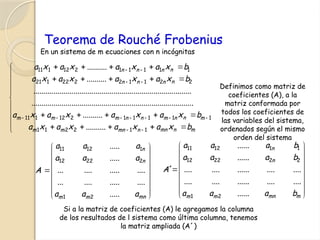 Teorema de Rouché Frobenius algebra lineal | PPTX