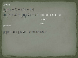 Jawab

= (1+2) + ( 2 . 1 – 1)

Jadi hasil

= 3+1
=4

 