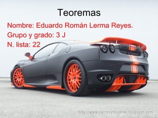 Teoremas Nombre: Eduardo Román Lerma Reyes. Grupo y grado: 3 J N. lista: 22 