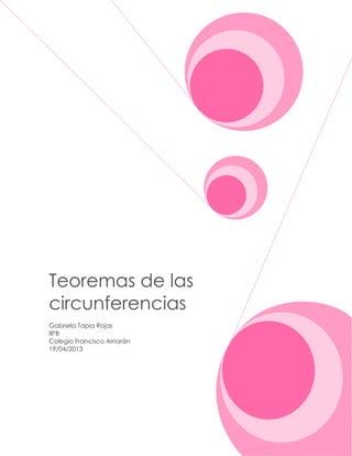 Teoremas de las
circunferencias
Gabriela Tapia Rojas
IIIºB
Colegio Francisco Arriarán
19/04/2013
 