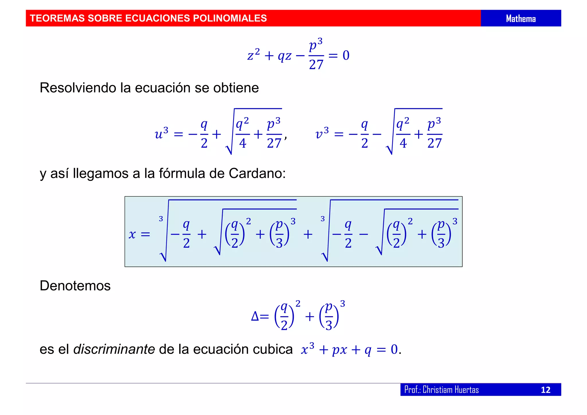 Teoremas sobre ecuaciones | PDF