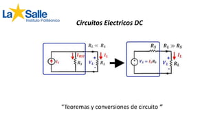Circuitos Electricos DC
“Teoremas y conversiones de circuito ”
 