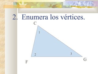 2. Enumera los vértices.
C
F
G
1
2 3
 