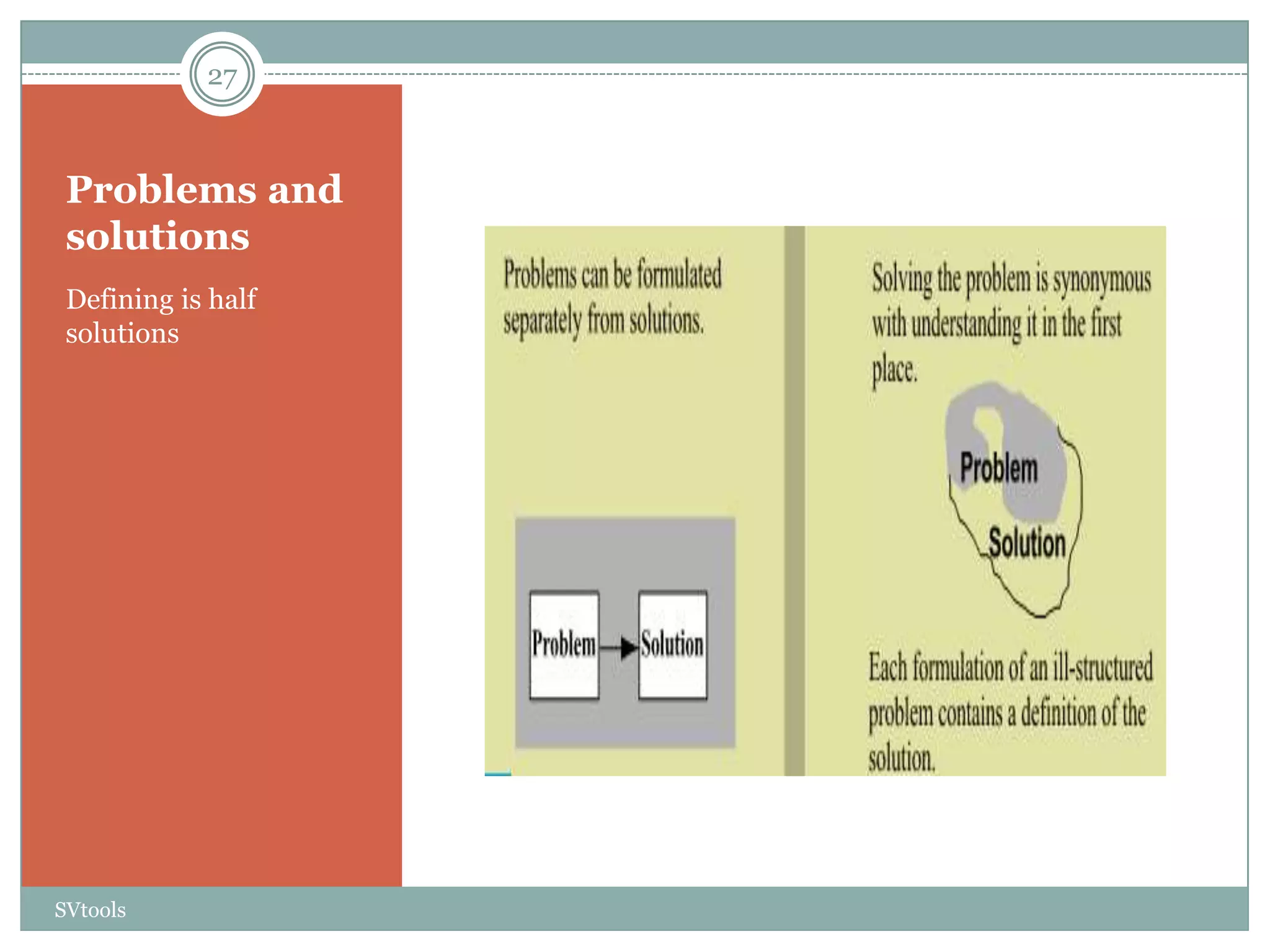 27



 Problems and
 solutions
 Defining is half
 solutions




SVtools
 