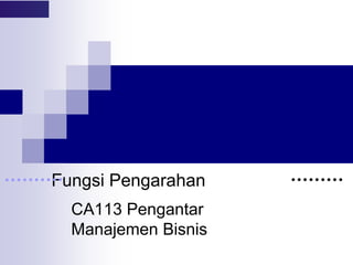 Fungsi PengarahanPengarahan
CA113 Pengantar
Manajemen Bisnis
 