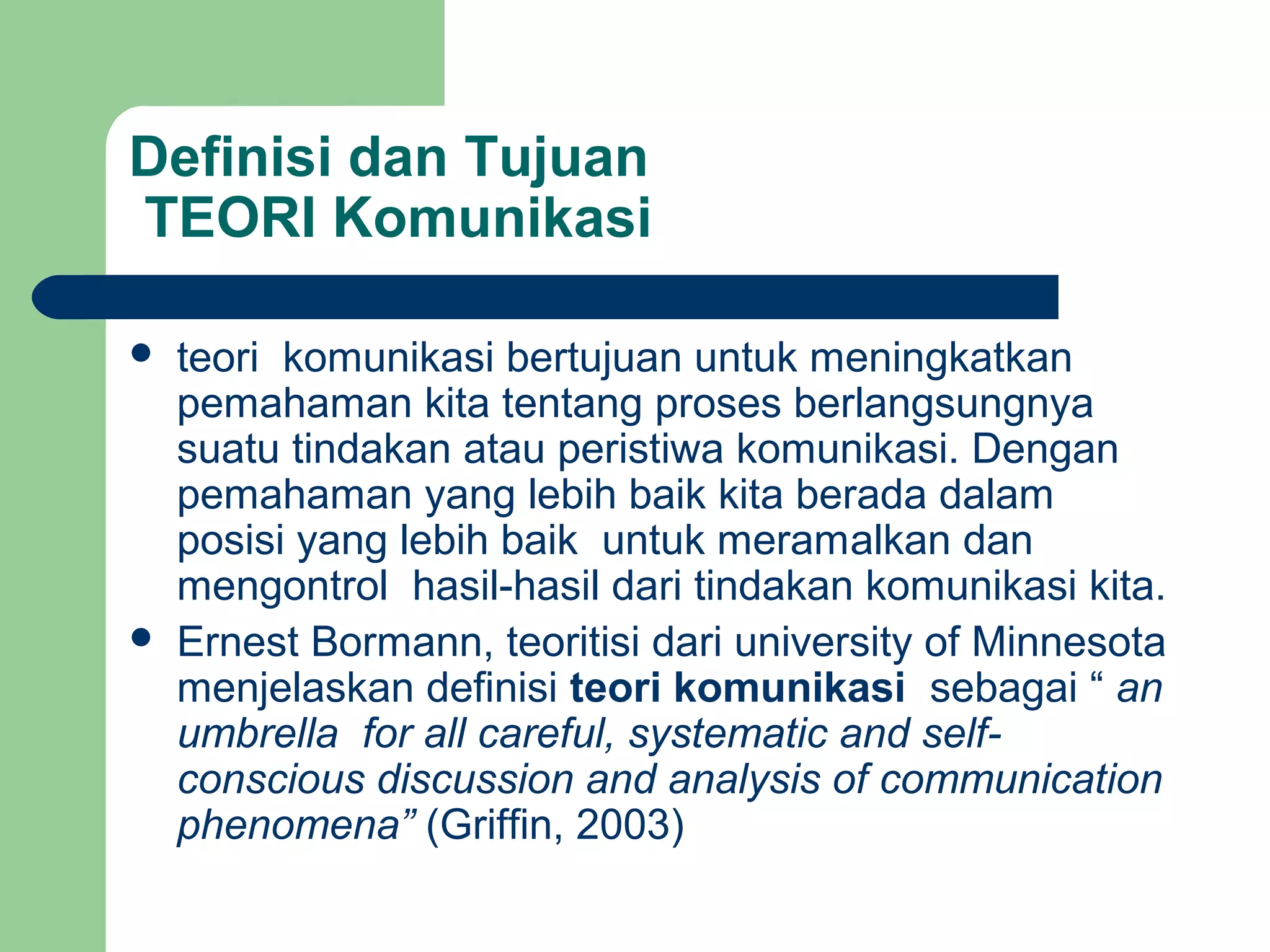 Teori teori komunikasi | PPT