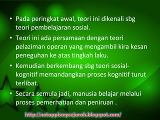 Teori teori pembelajaran sosial dan kognitif