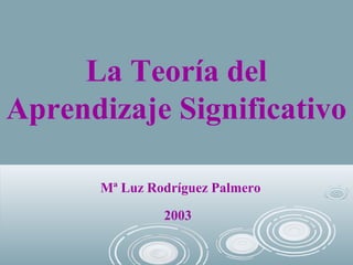 La Teoría del
Aprendizaje Significativo
Mª Luz Rodríguez Palmero
2003
 