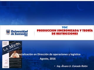Especialización en Dirección de operaciones y logística
Agosto, 2016
• Ing. Álvaro Jr. Caicedo Rolón
 