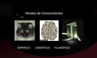 Niveles de Conocimientos




EMPIRICO   CIENTÍFICO   FILOSÓFICO
 
