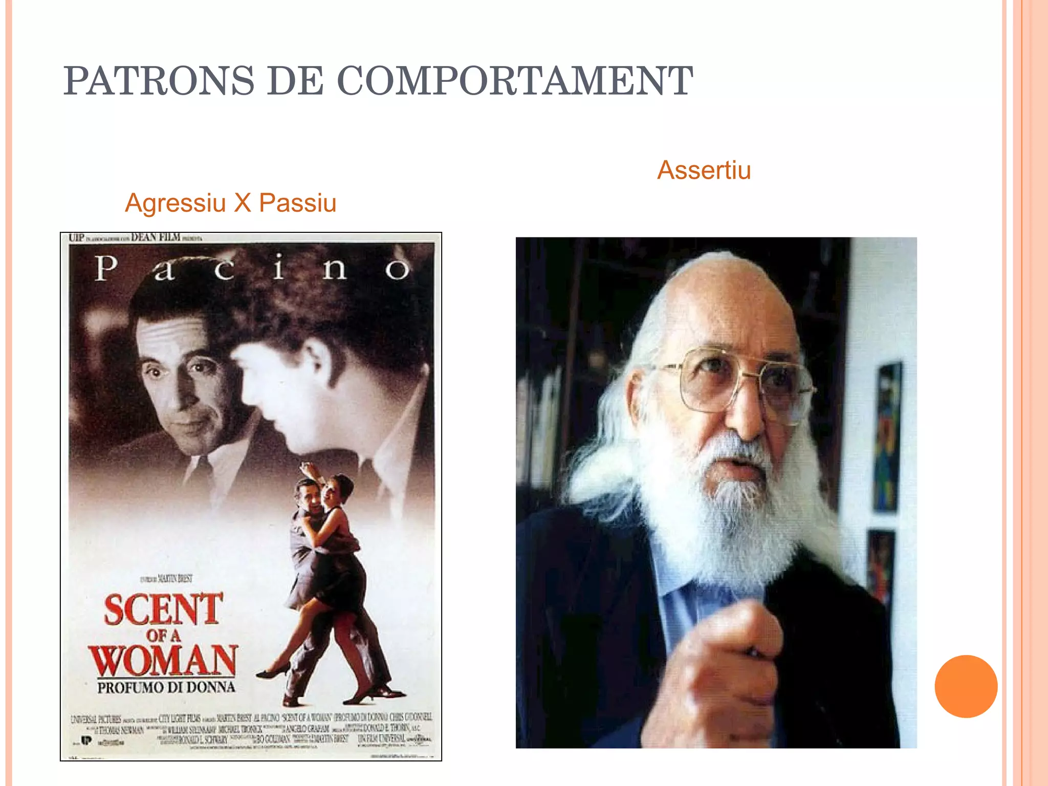 PATRONS DE COMPORTAMENT Agressiu X Passiu Assertiu 