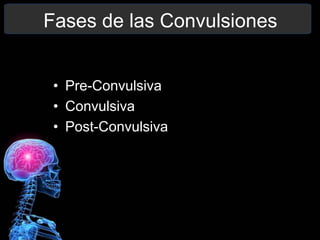 Fases de las Convulsiones
• Pre-Convulsiva
• Convulsiva
• Post-Convulsiva
 