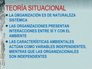 TEORÍA CONTINGENCIAL DE LA ADMNISTRACIÓN Slide 20