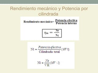 Rendimiento mecánico y Potencia por
cilindrada