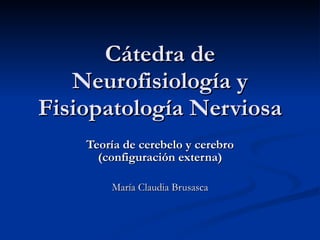 Cátedra de Neurofisiología y Fisiopatología Nerviosa Teoría de cerebelo y cerebro (configuración externa) María Claudia Brusasca 