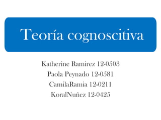 Katherine Ramirez 12-0503
Paola Peynado 12-0581
CamilaRamia 12-0211
KoralNuñez 12-0425
Teoría cognoscitiva
 
