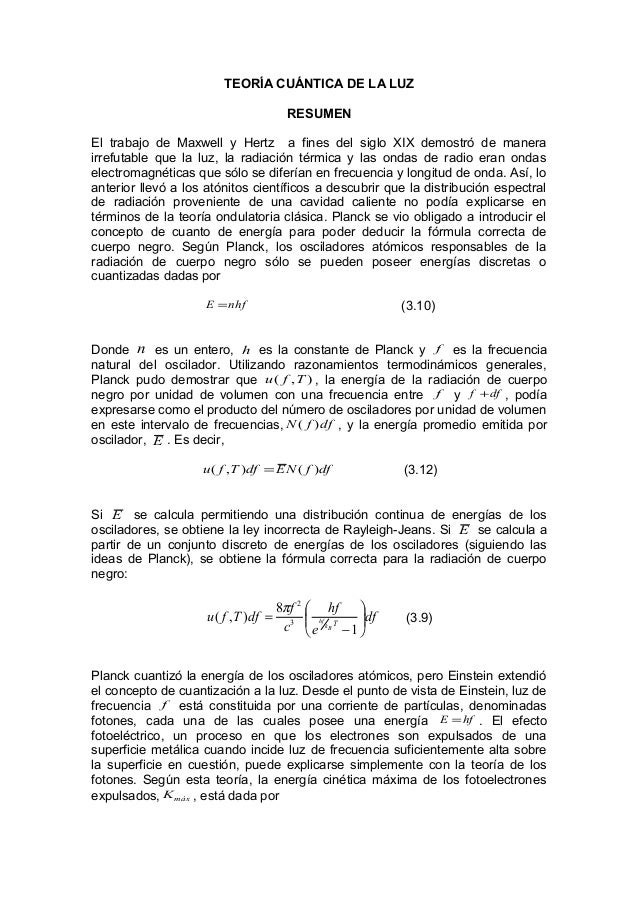 Teoria Cuantica De La Luz