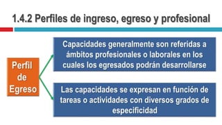 1.4.2 Perfiles de ingreso, egreso y profesional
 