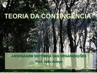 TEORIA DA CONTINGÊNCIA




 ABORDAGEM SISTÊMICA DAS ORGANIZAÇÕES
            Prof. João Arroyo
 