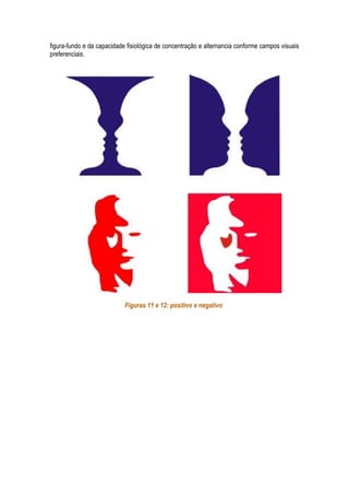 figura-fundo e da capacidade fisiológica de concentração e alternancia conforme campos visuais
preferenciais.




                            Figuras 11 e 12: positivo e negativo
 