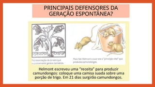 PRINCIPAIS DEFENSORES DA
GERAÇÃO ESPONTÂNEA?
 