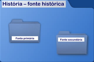 História – fonte histórica




     Fonte primária
                        Fonte secundária
 