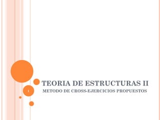 TEORIA DE ESTRUCTURAS II
1   METODO DE CROSS-EJERCICIOS PROPUESTOS
 