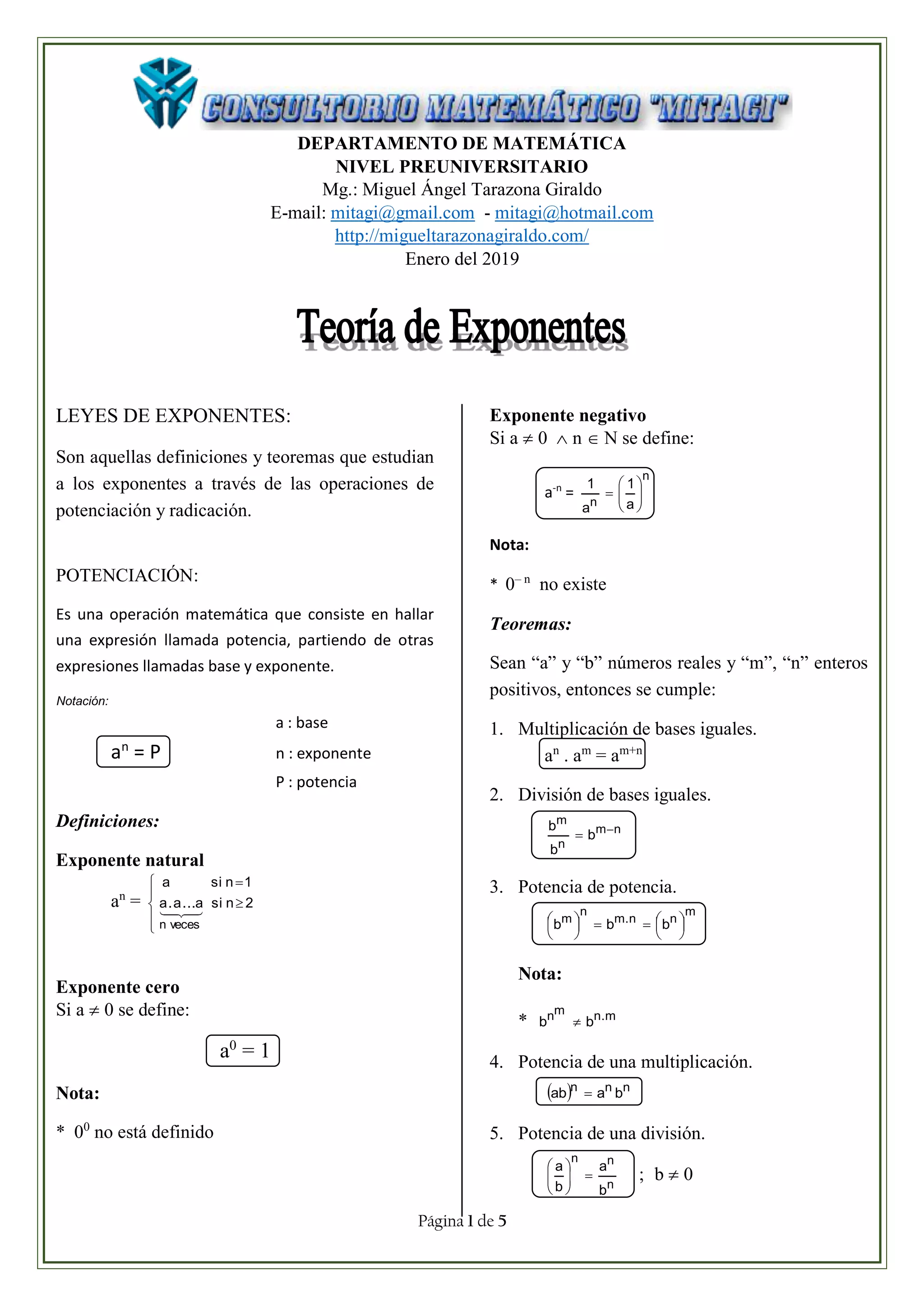 Teoria de exponente | PDF | Physics | Science