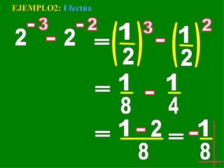 2 3 - = ( ( EJEMPLO2:  Efectúa - 2 1 = 8 1 2 2 - 3 - ( ( 2 2 1 - 4 1 = 8 1 - 2 = 8 1 - 