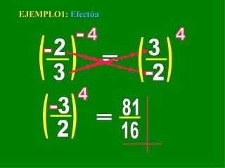 2 3 ( ( 4 - = ( ( 4 EJEMPLO1:  Efectúa - 2 - 3 ( ( 4 2 - 3 = 16 81 