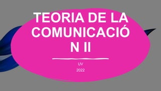 TEORIA DE LA
COMUNICACIÓ
N Il
UV
2022
 